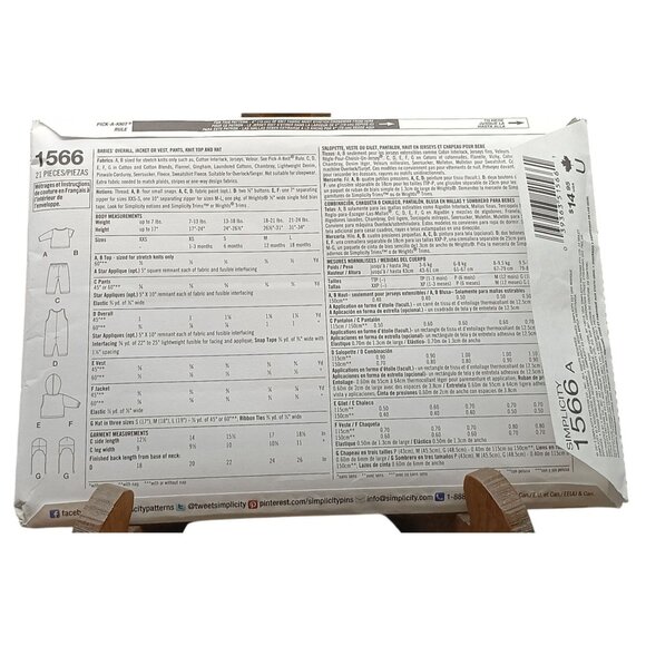 Simplicity 1566 Toddlers Toddlers Vest Top & Pants Sewing Pattern Size XXS-L - Picture 2 of 2